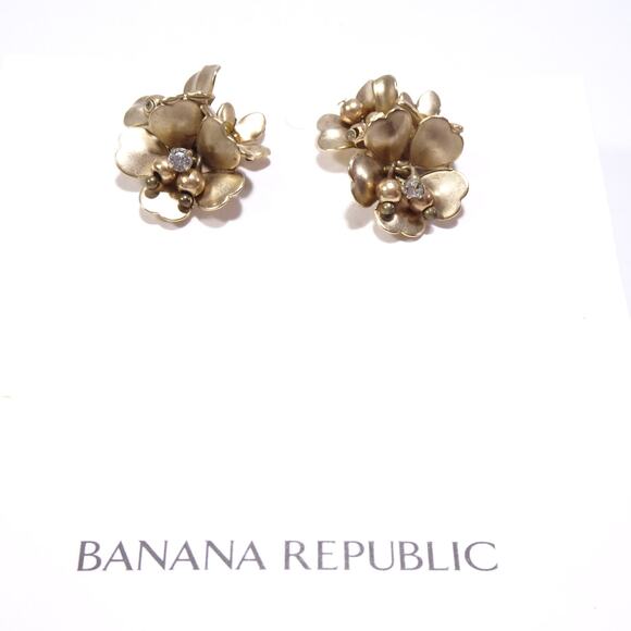 NWT Banana Republic Women's Brass Metal Flower Stud EARRINGS NWT 48 - Picture 7 of 8